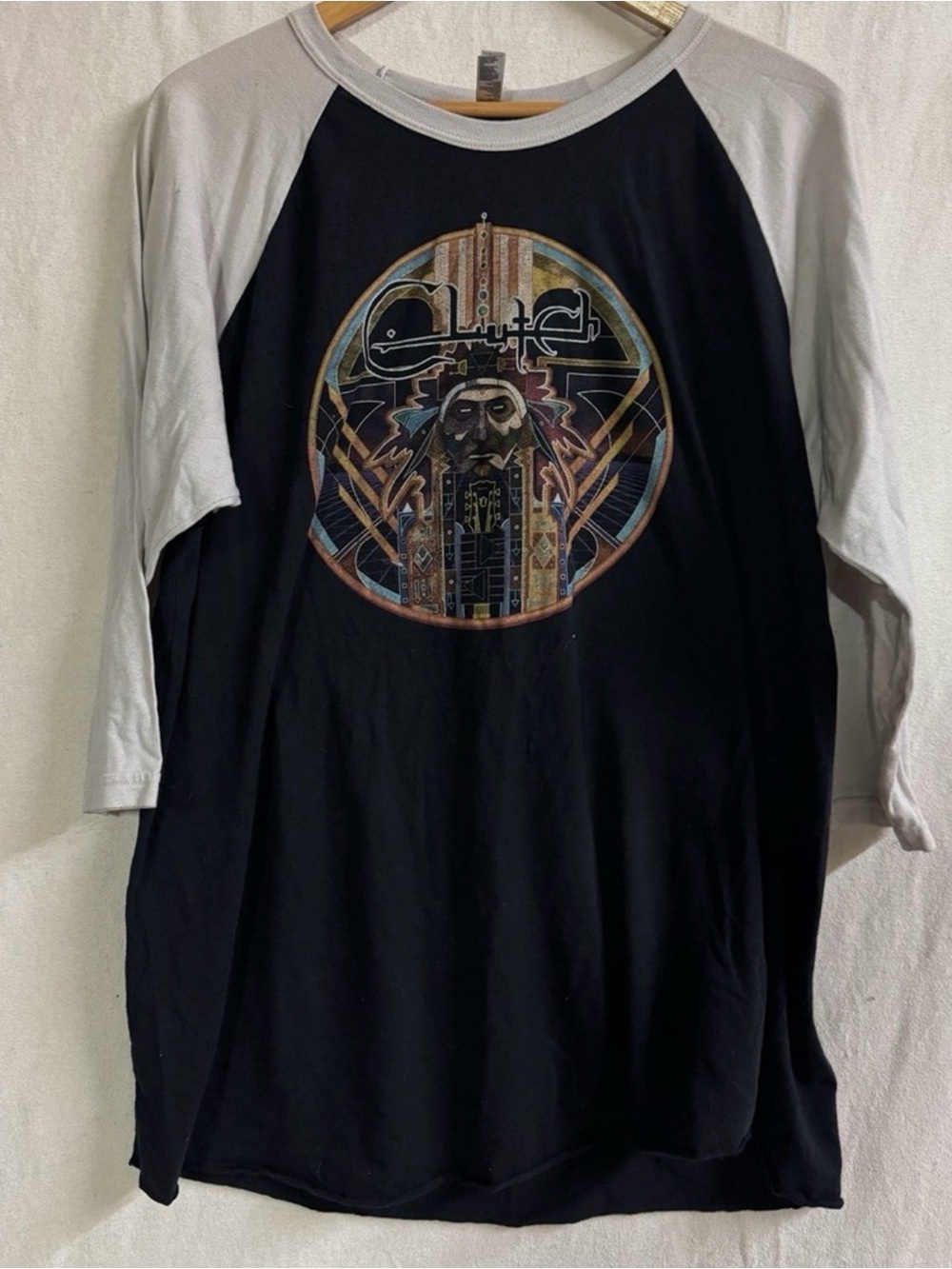 Clutch Earth Rocker 2013 Fall Tour Shirt XL Raglan Baseball Band Tee Black Gray